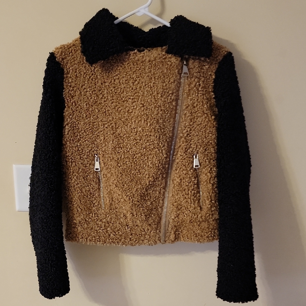 Nine West Tan and Black Sherpa Jacket